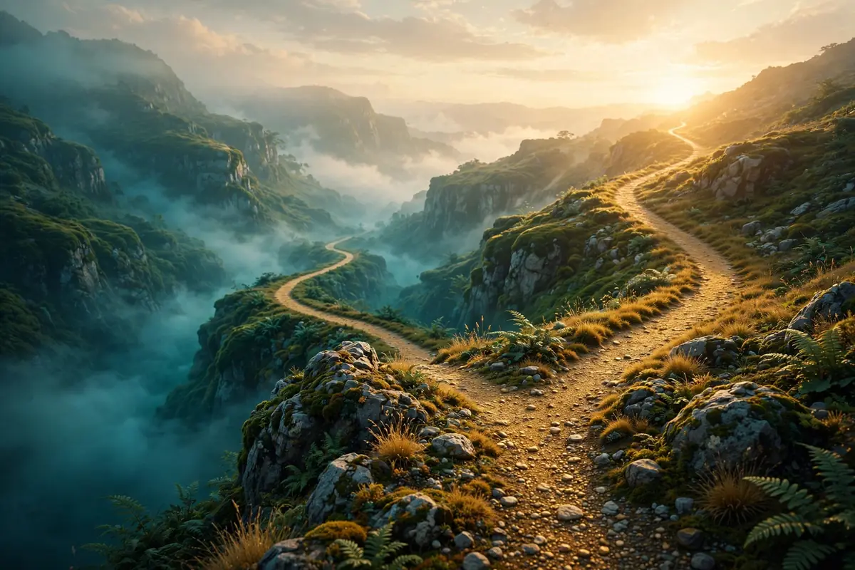 A winding dirt path along a green mountain ridge at sunrise, the hero image for the RRSP vs TFSA guide.